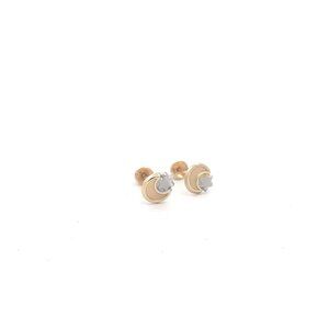 14K Gold Stud Earrings Moon Star Screw Back Type Tiny